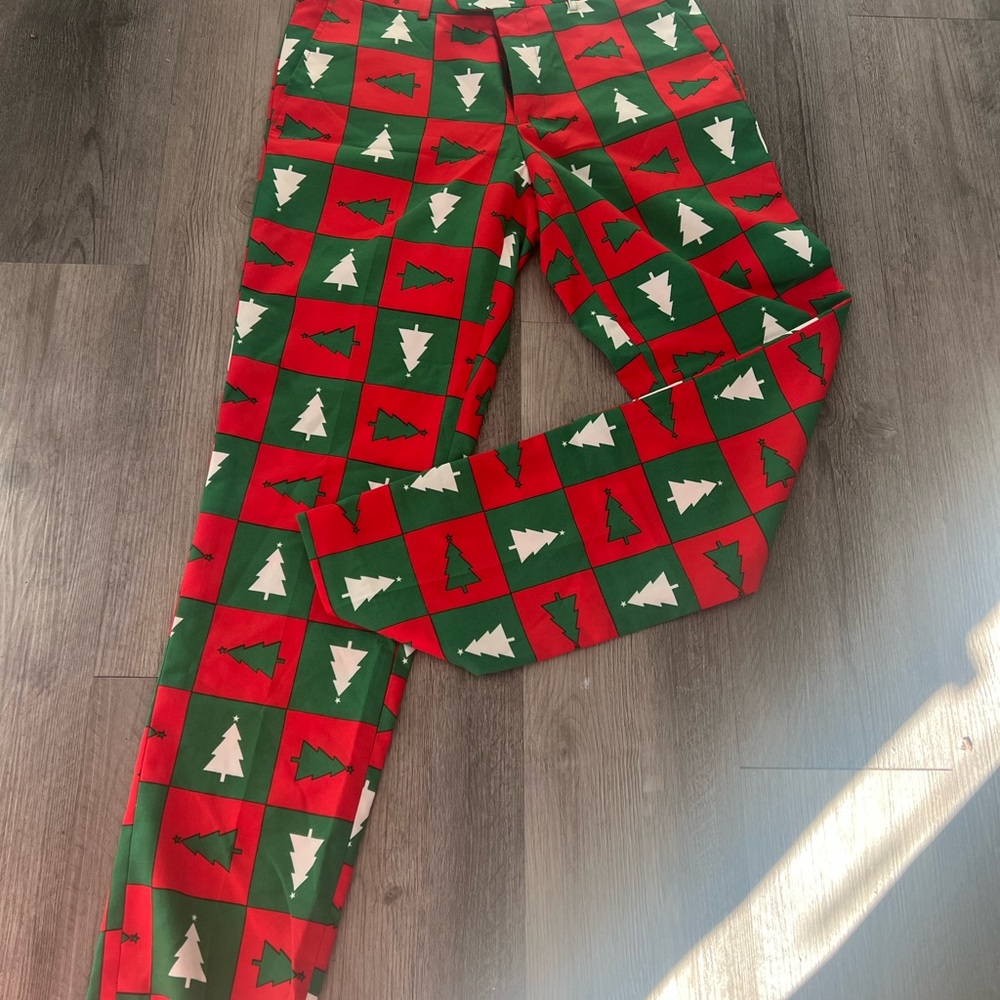 OppoSuits Red and Green Festive Pants